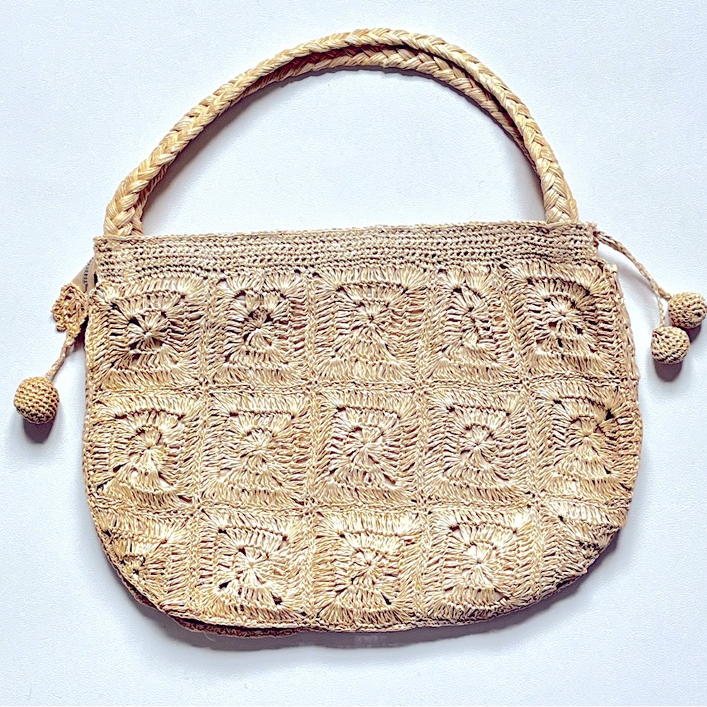 Vintage Woven Bag Sisal Seagrass Crochet Wedding Purse Tropical Beach